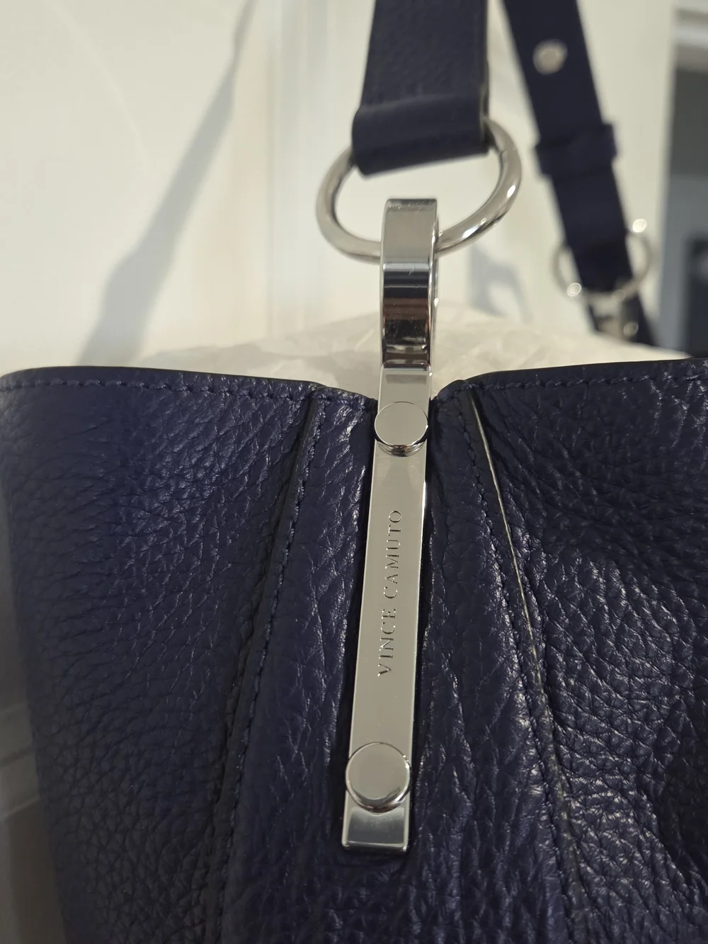 Vince Camuto Navy Leather Hobo Bag 22 in long, 16 in wide